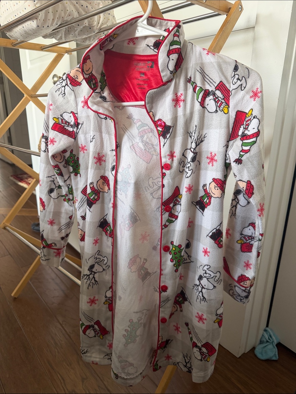 Peanuts Kids Snoopy Holiday Nightgown - White, Red, Green